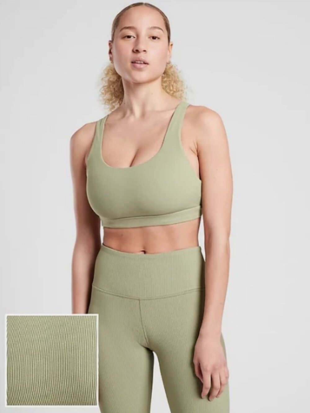 Athleta Exhale Ribbed Sports Bra; NWOT; Size XL; Celery Green Color